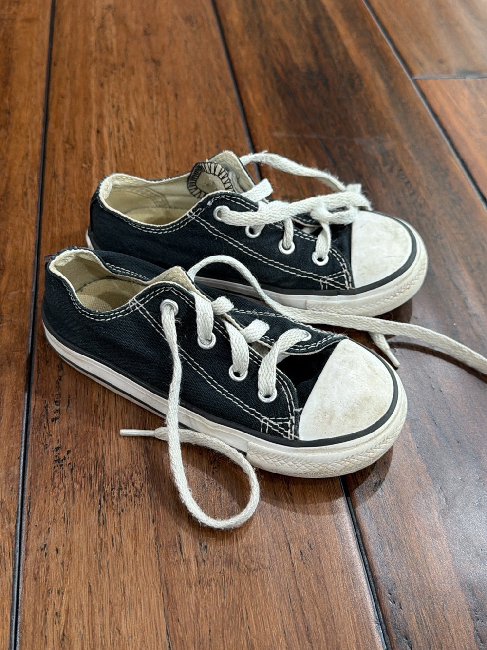 Converse Kids Black Low-Top Canvas Sneakers with White Accents